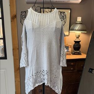 LC Lauren Conrad Soft Gray Off-Shoulder Sweater